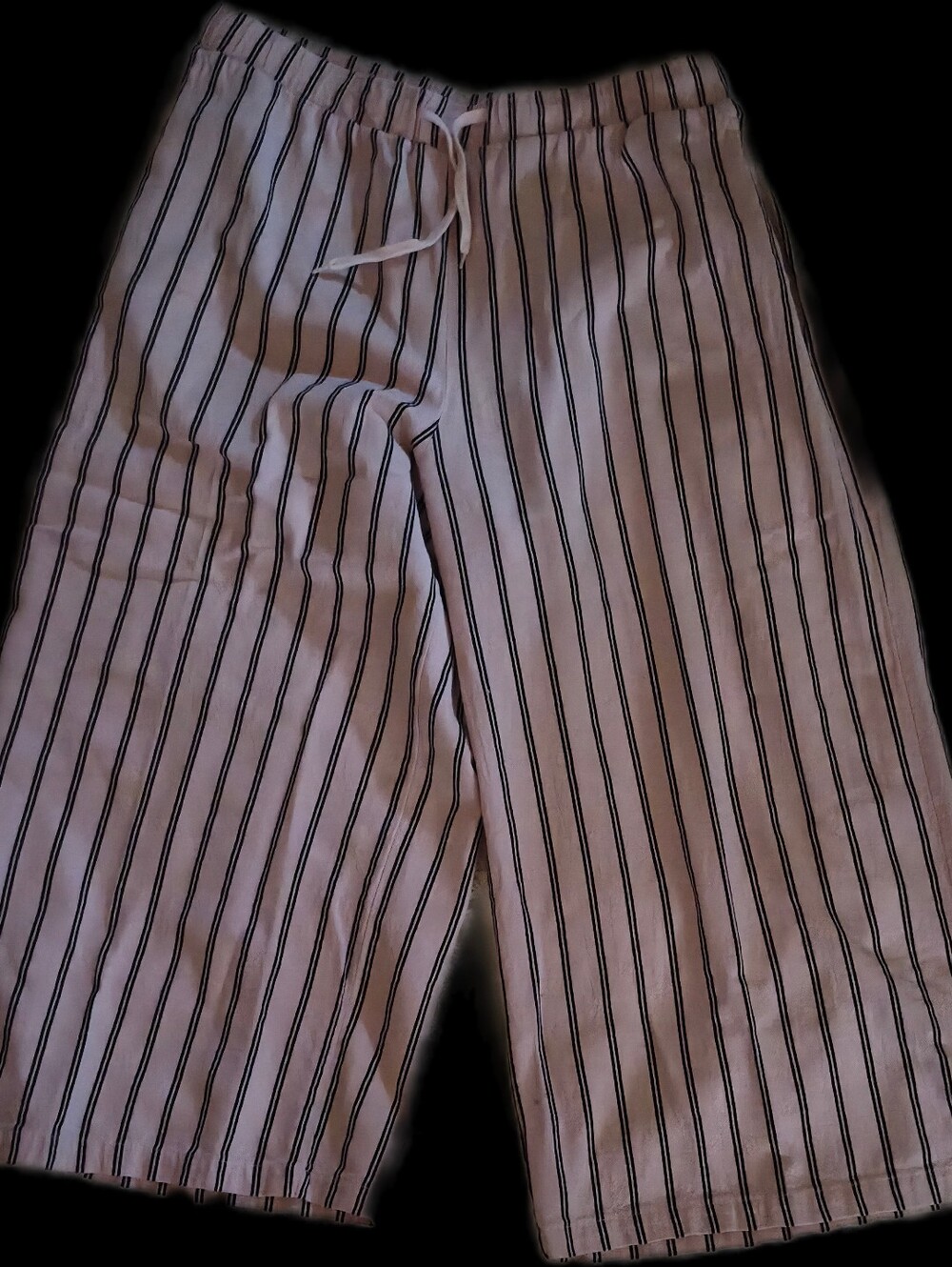 Pinkish Drawstring Pants with Black Pinstripes